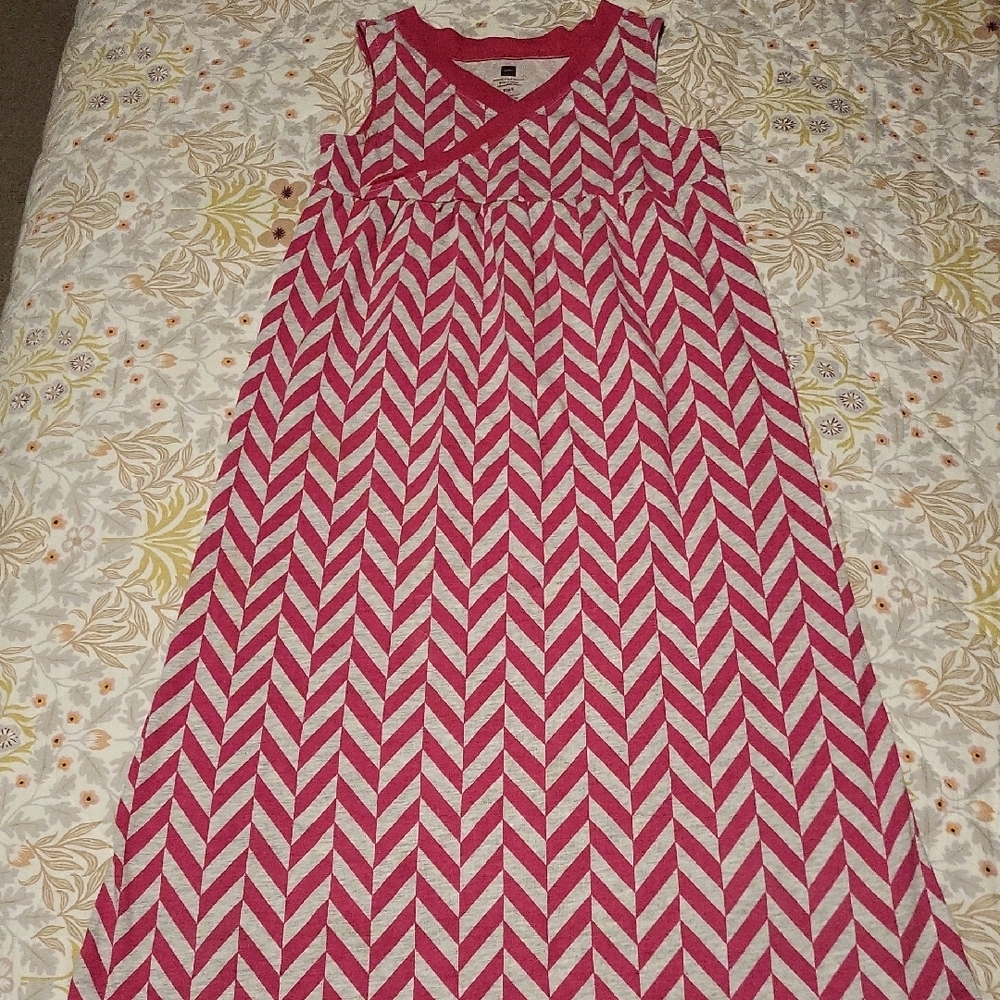 Tea Collection Pink and White Chevron Maxi Dress